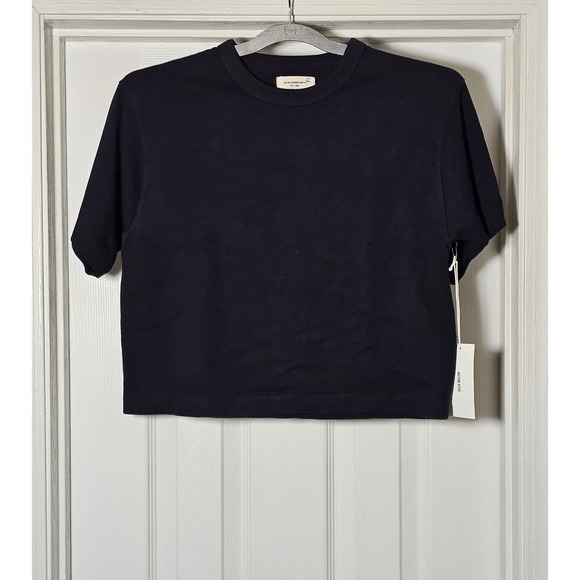 Buck Mason Field Spec Boyfriend Crop Tee Womens XS Black Crewneck 100% Cotton - Picture 1 of 6